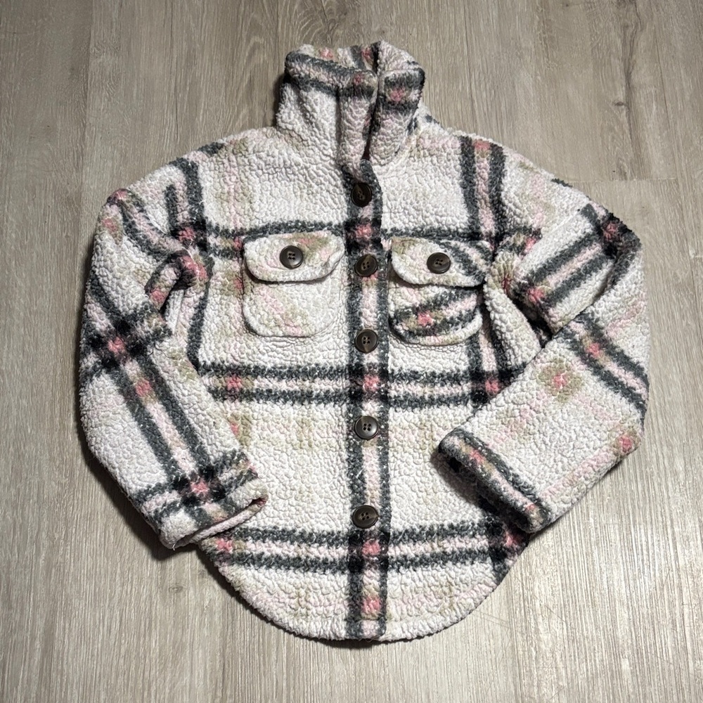 Simply Blessed Kids Plaid Sherpa Jacket